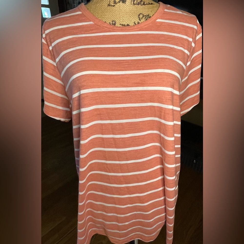 Time and Tru ladies rose scoop neck stripe t shirt. Short sleeve EUC 3X PTP 24”